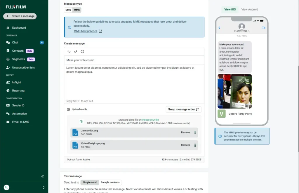 Mobile messaging platform interface for secure communication