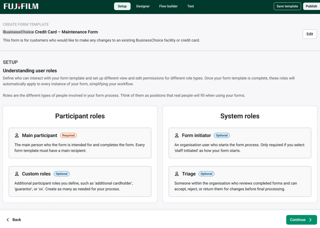Screenshot of participant role settings and approval paths.